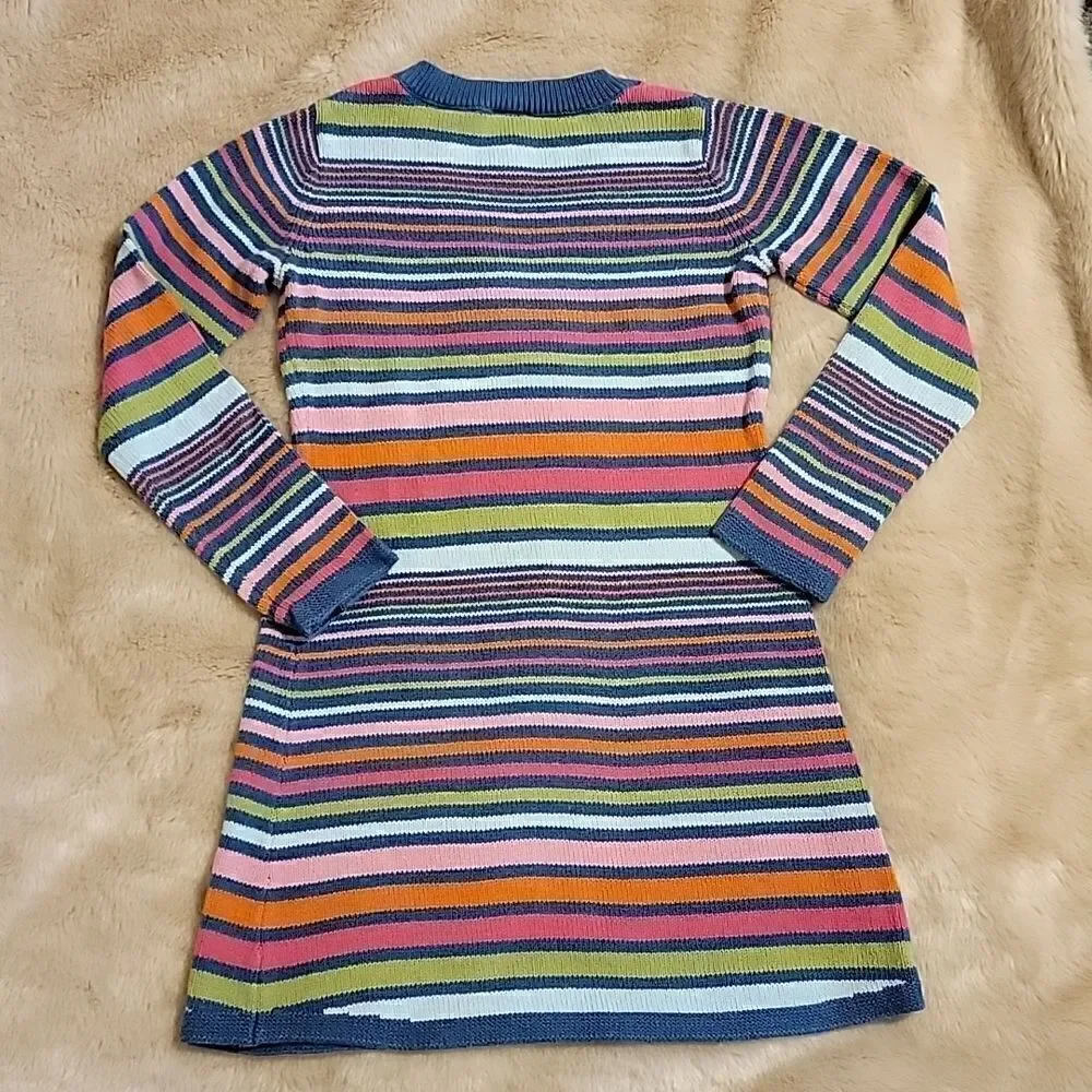 GYMBOREE MULTI-COLOR STRIPED LONG-SLEEVE SWEATER DRESS, SIZE 7
